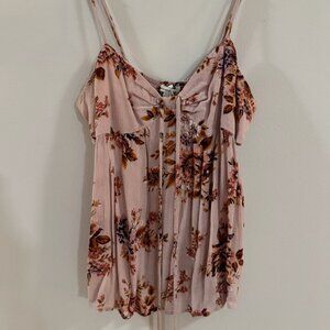 Floral tank with side cut outs American Eagle